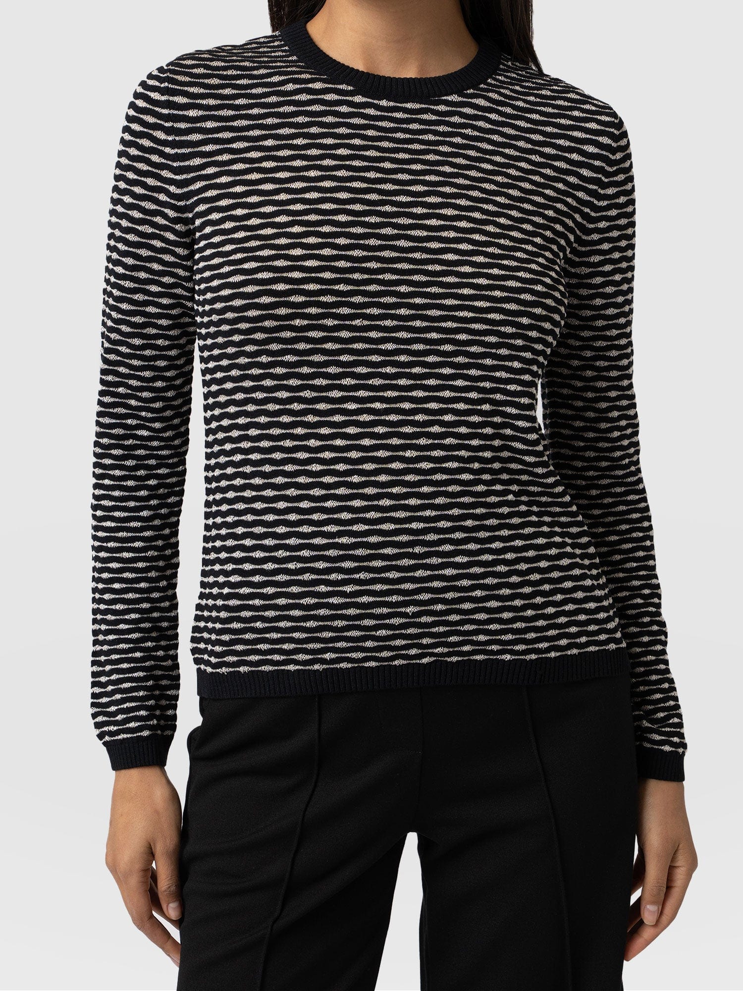 Jolie Wave Jumper - Black and Cream